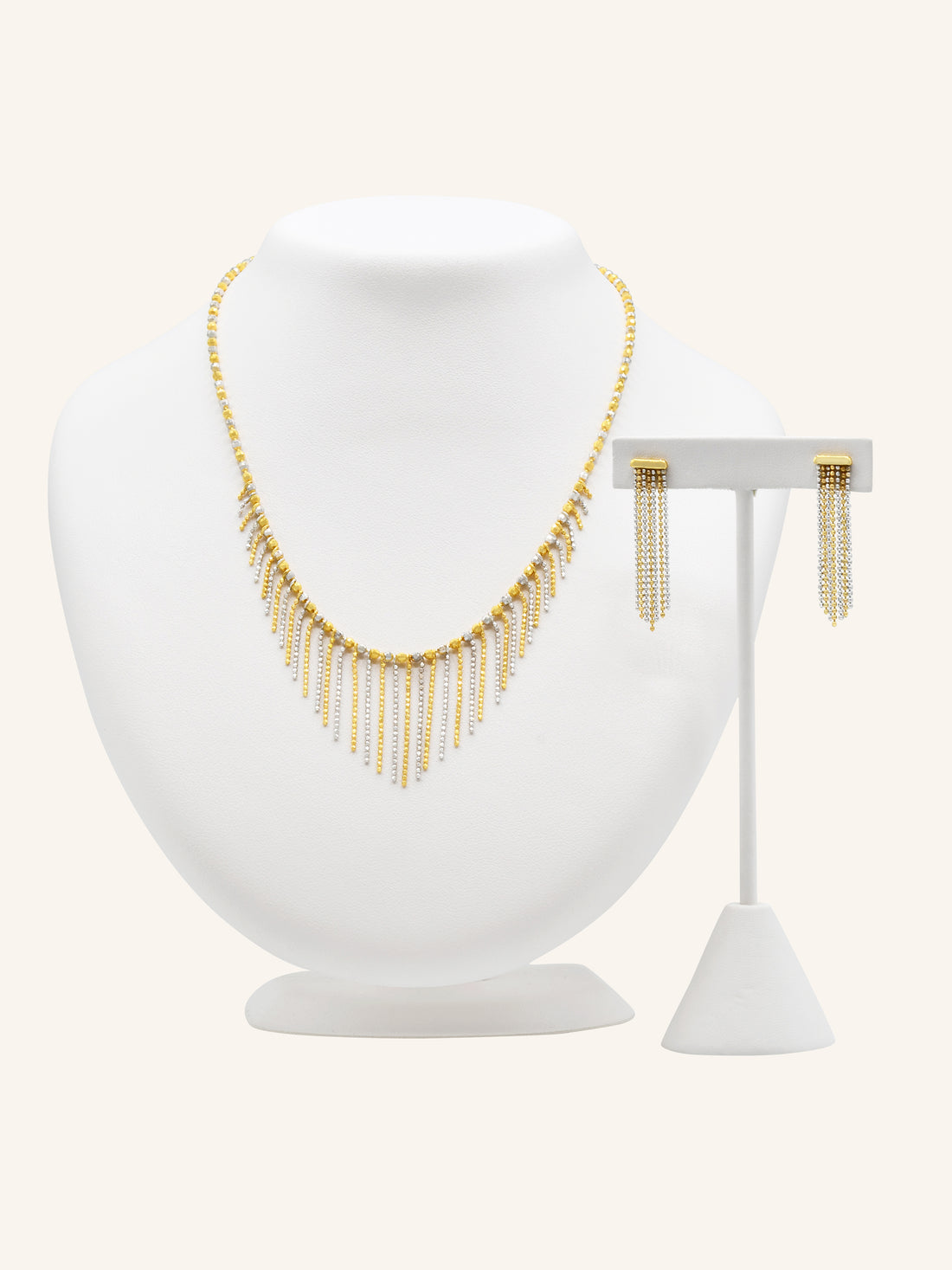 22ct Gold Two Tone Necklace Set 21.90 GMS - Roop Darshan
