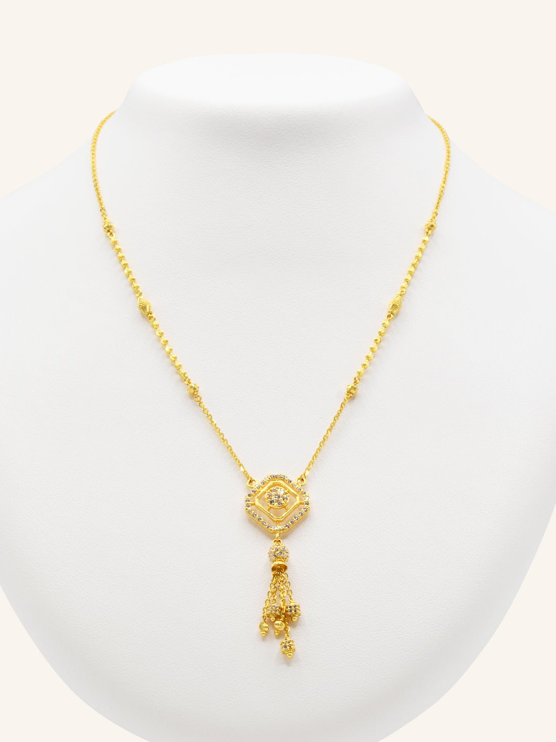 22ct Gold CZ Necklace Set 18.26 GMS - Roop Darshan