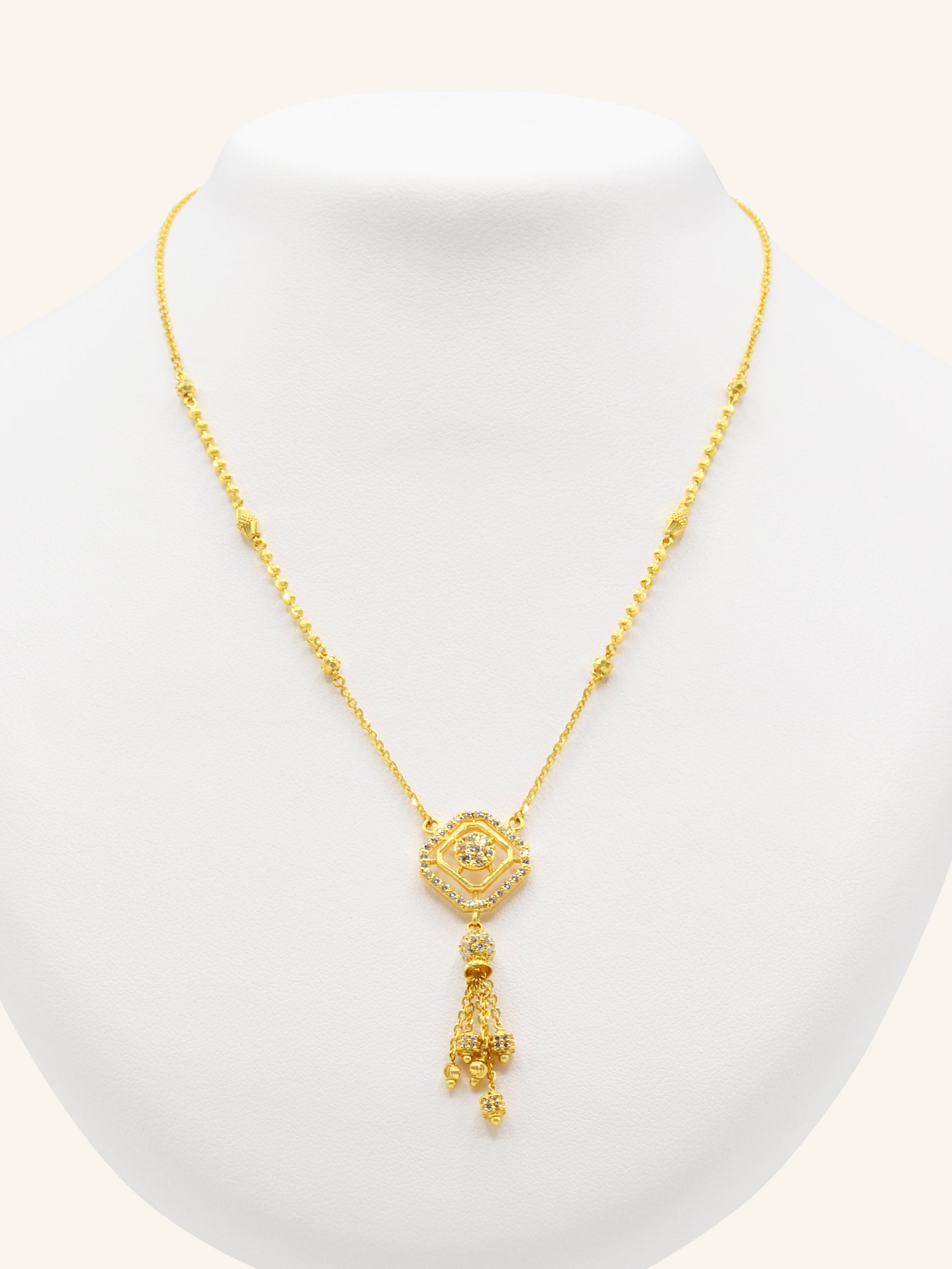 22ct Gold CZ Necklace Set 18.26 GMS - Roop Darshan