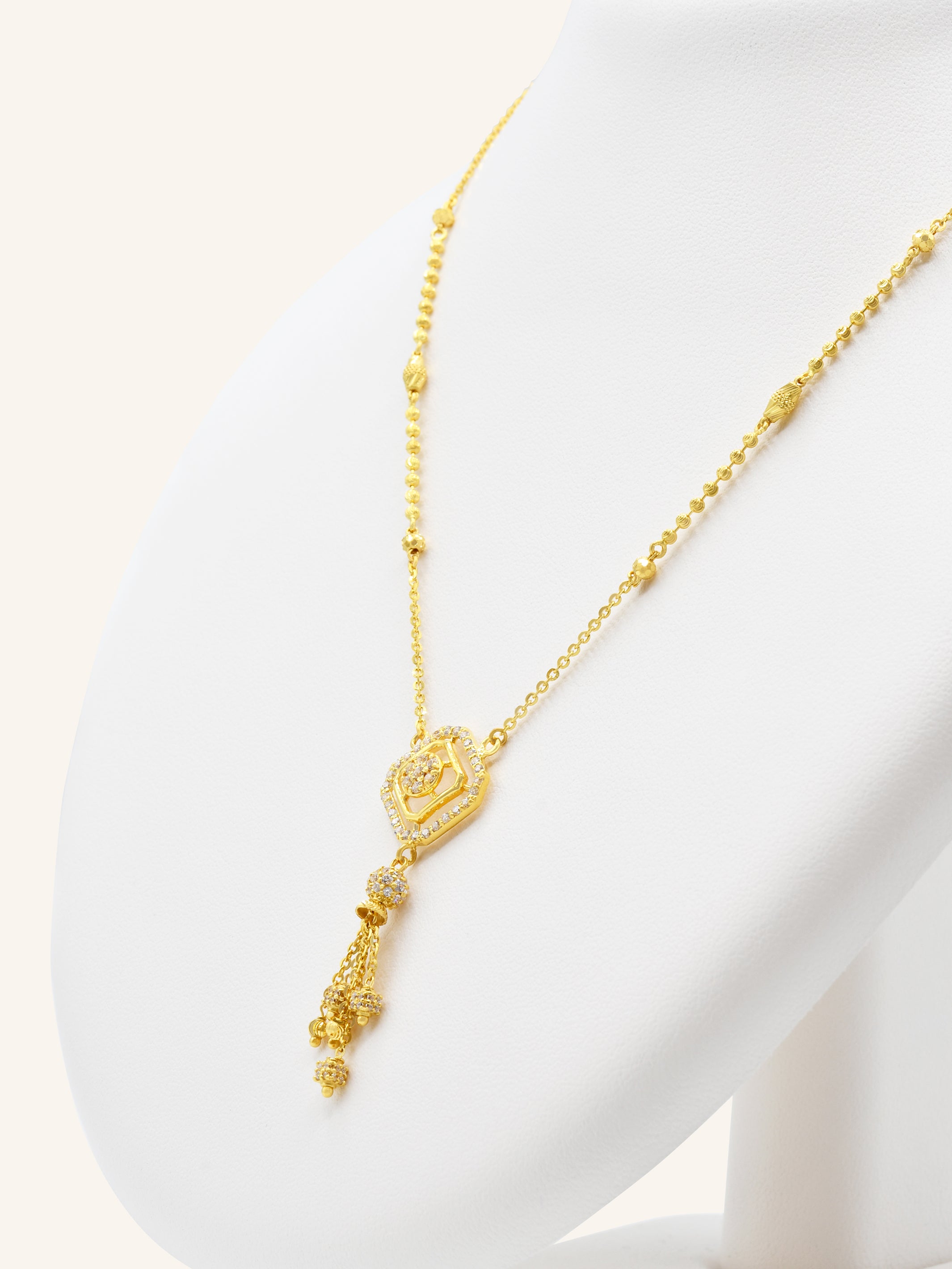 22ct Gold CZ Necklace Set 18.26 GMS - Roop Darshan