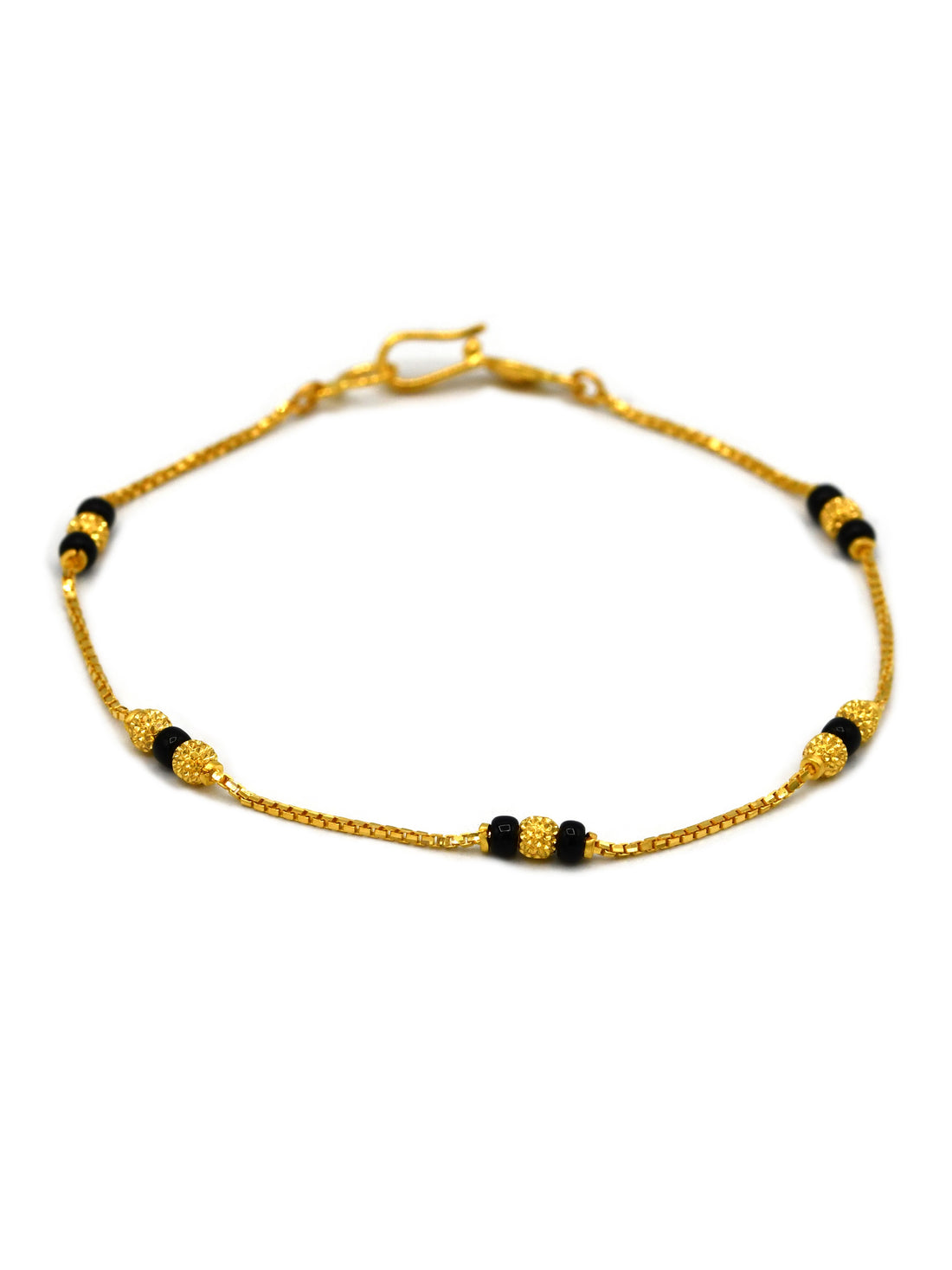 22ct Gold Ball Black Beads Ladies Bracelet