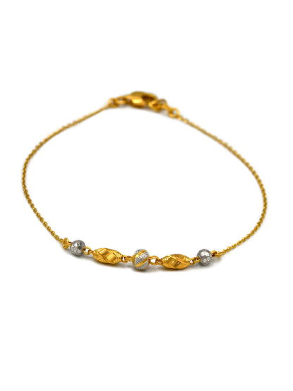 22ct Gold Two Tone Ball Ladies Bracelet