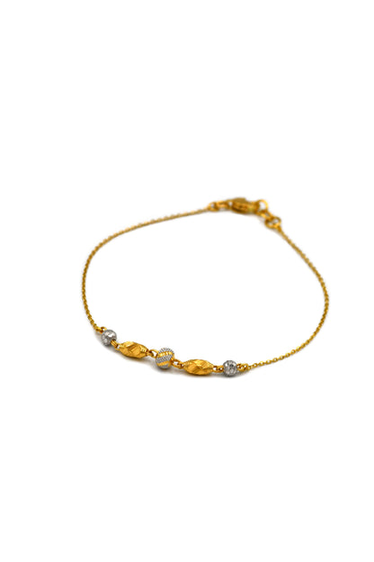 22ct Gold Two Tone Ball Ladies Bracelet