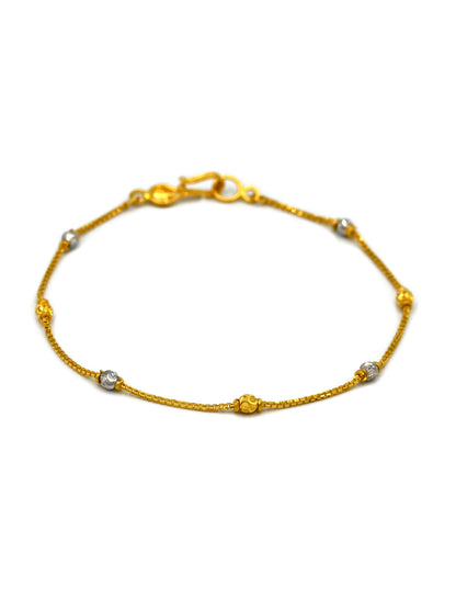 22ct Gold Two Tone Ball Ladies Bracelet
