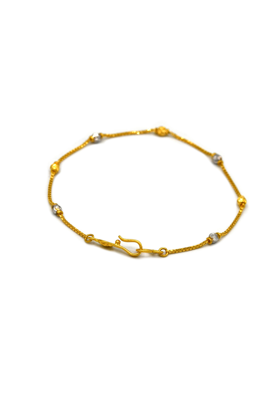 22ct Gold Two Tone Ball Ladies Bracelet