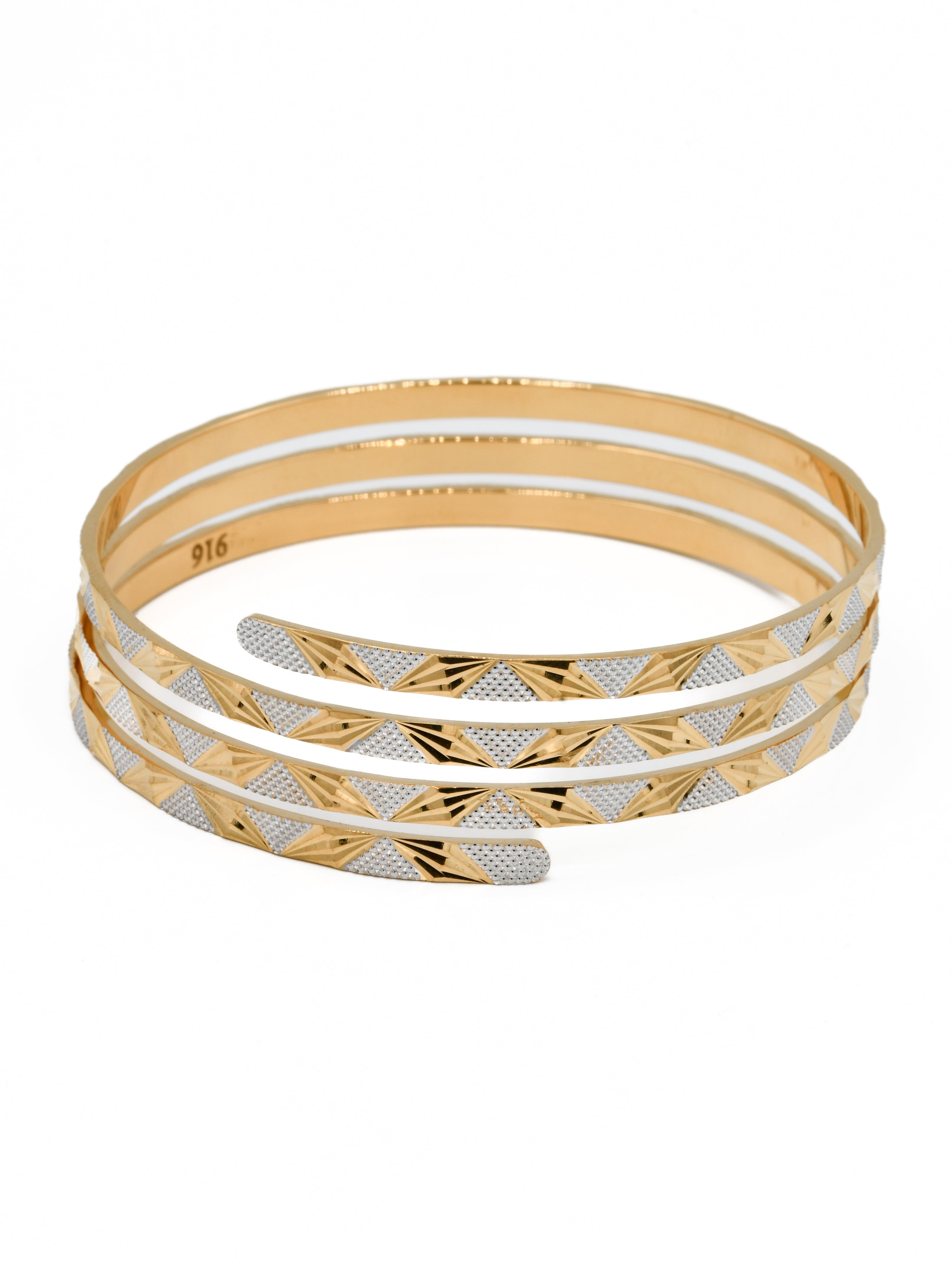 22ct Gold Two Tone Spiral Bangle - Roop Darshan