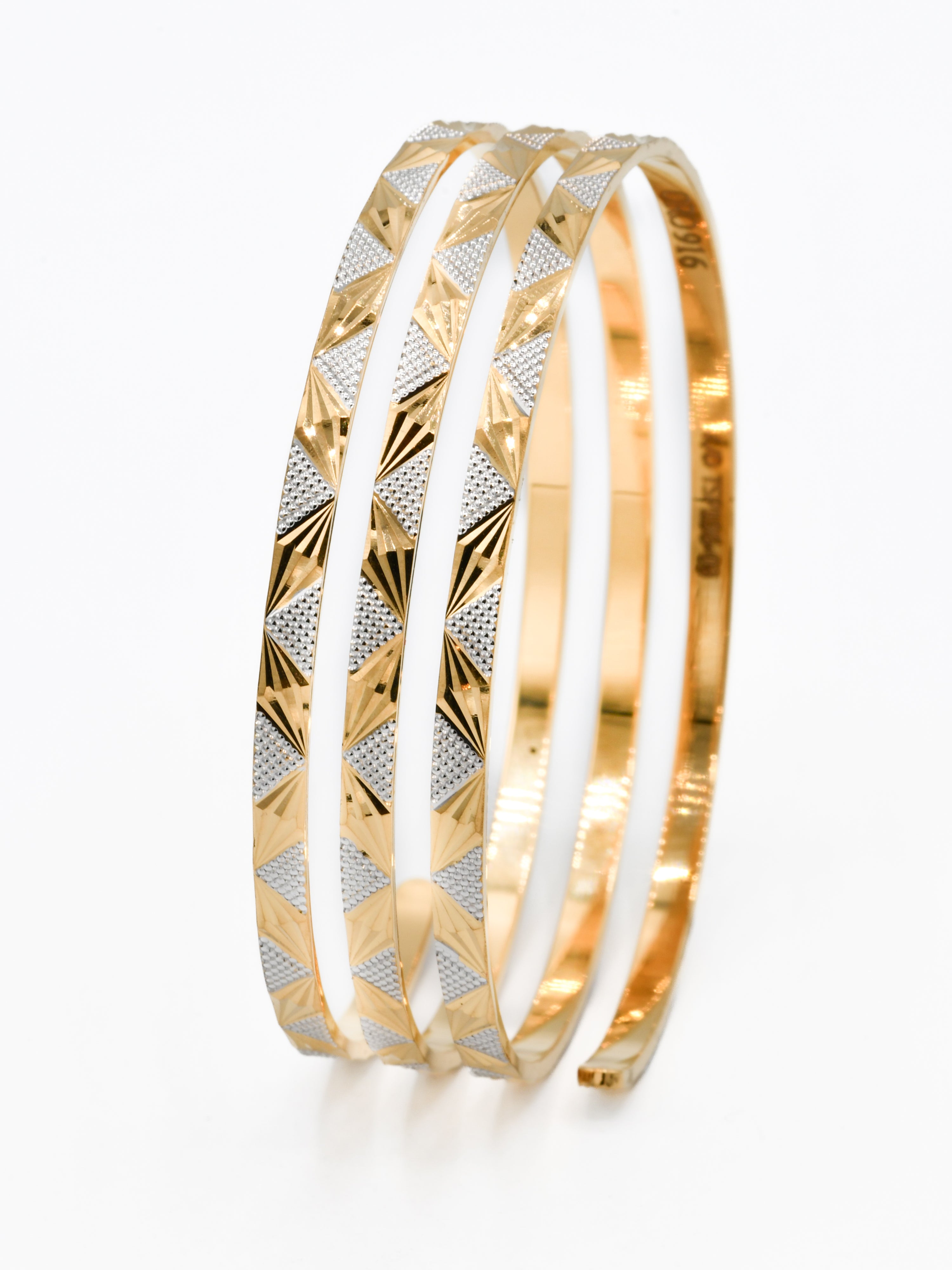 22ct Gold Two Tone Spiral Bangle - Roop Darshan