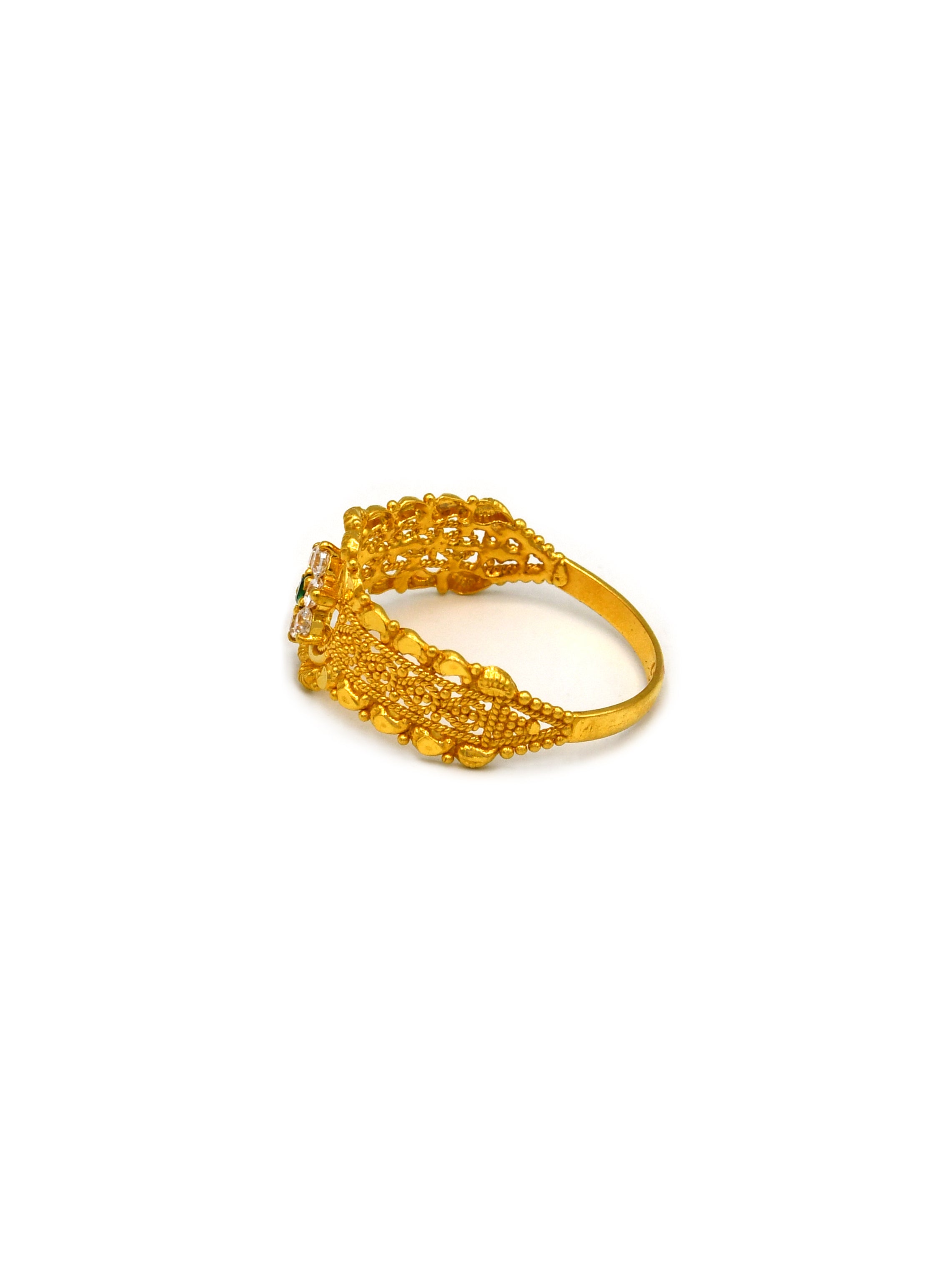 22ct Gold Green CZ Ladies Ring