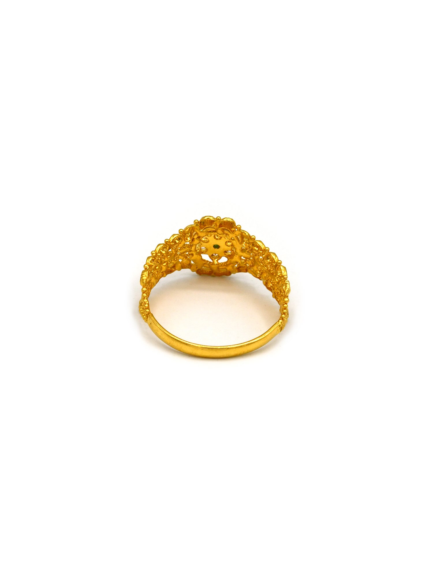 22ct Gold Green CZ Ladies Ring