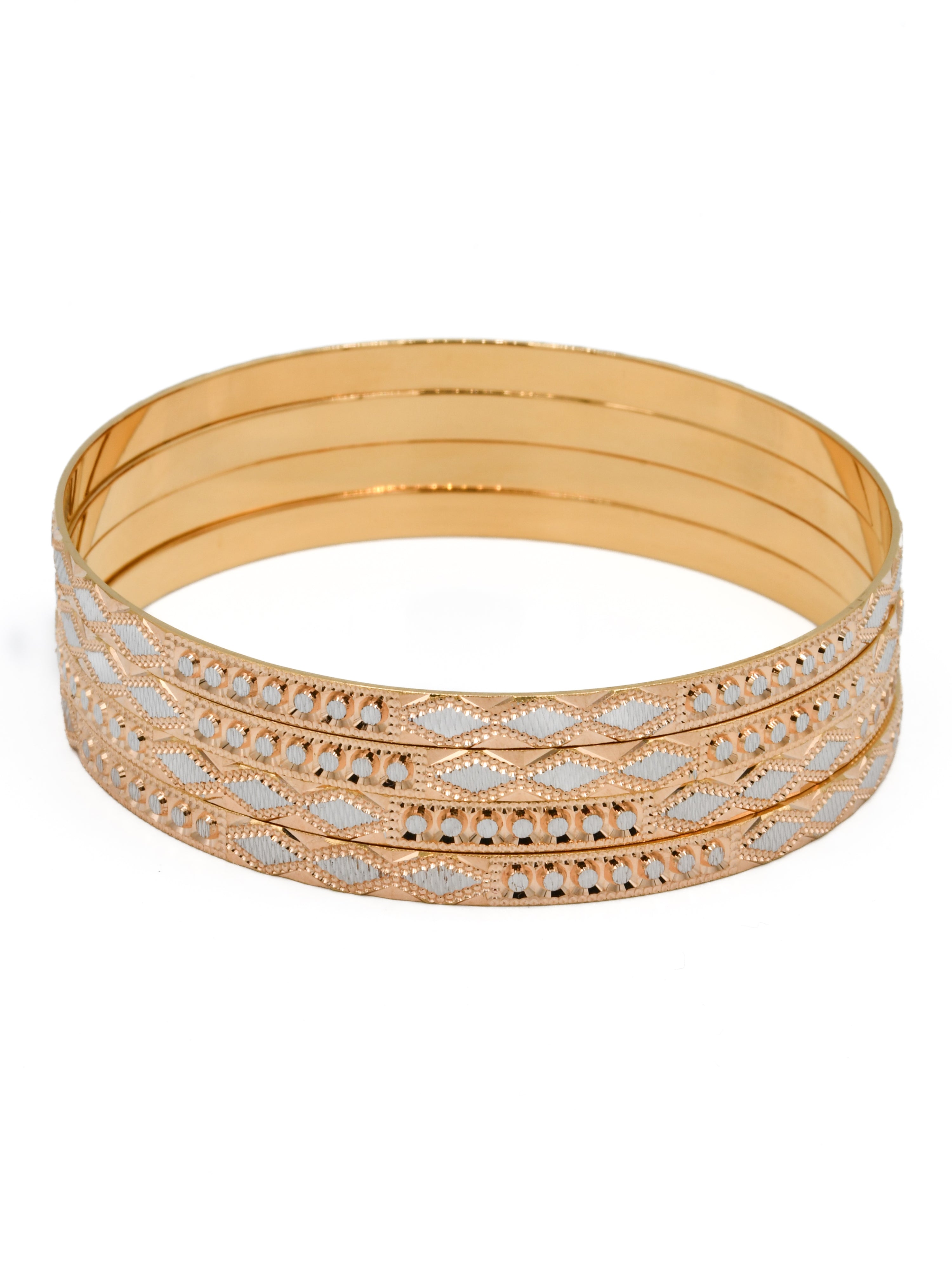22ct Rose Gold Two Tone 4 Bangle - Roop Darshan