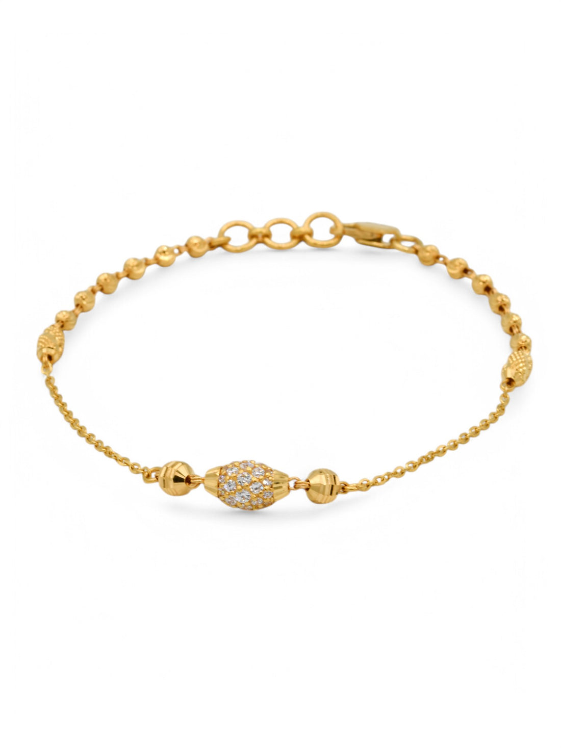 22ct Gold CZ Ball Ladies Bracelet