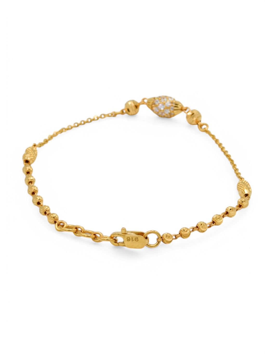 22ct Gold CZ Ball Ladies Bracelet