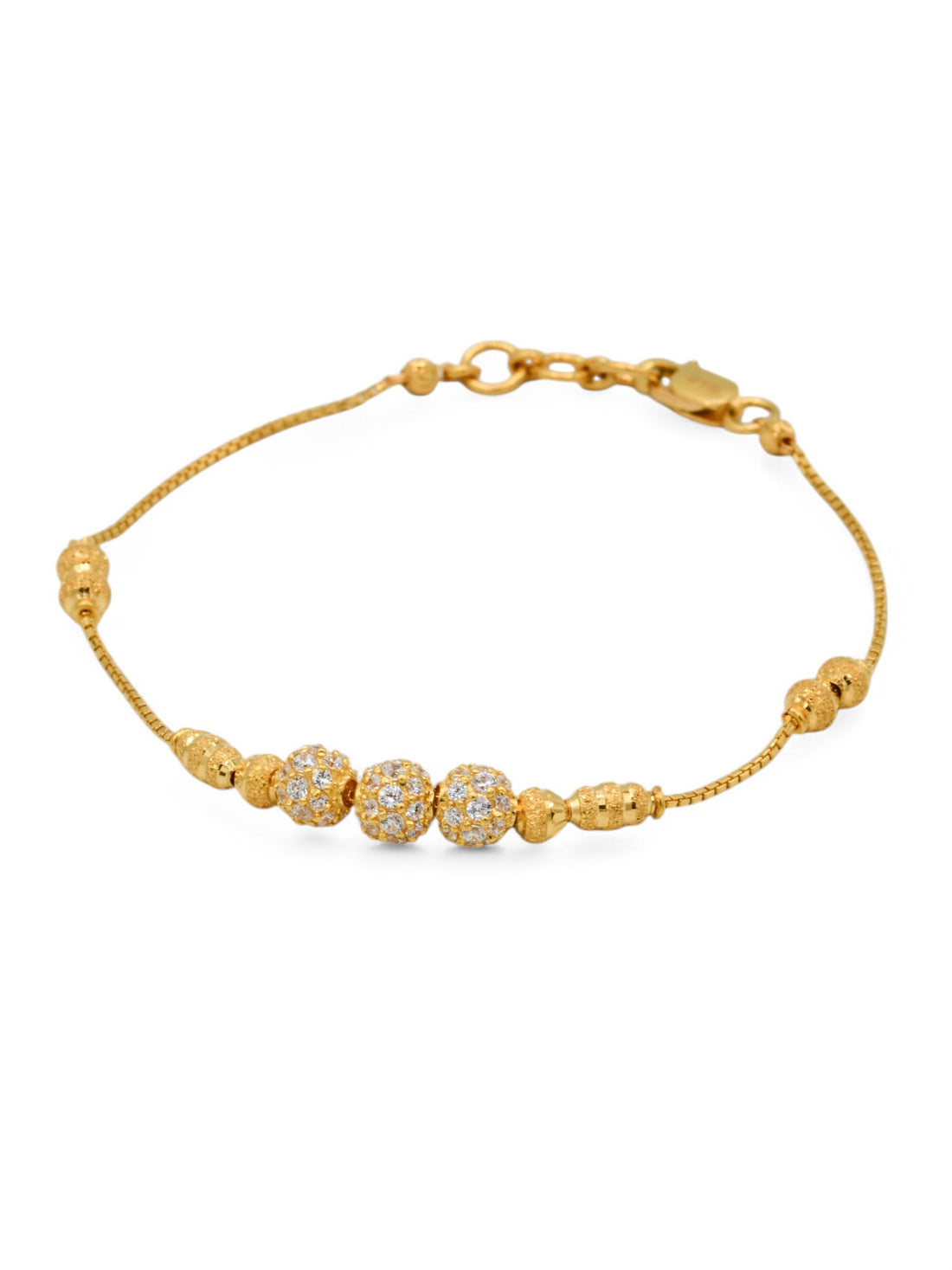22ct Gold CZ Ball Ladies Bracelet