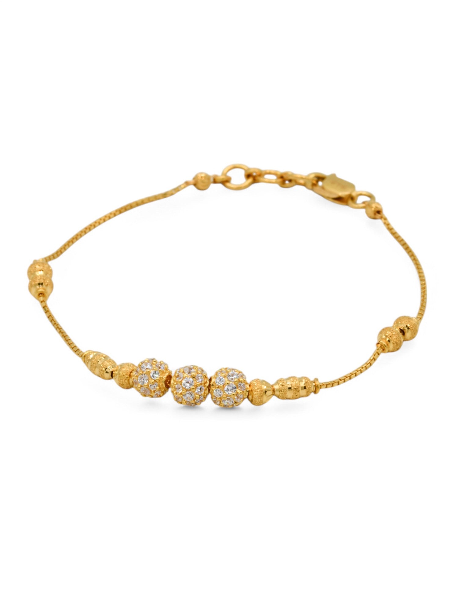 22ct Gold CZ Ball Ladies Bracelet