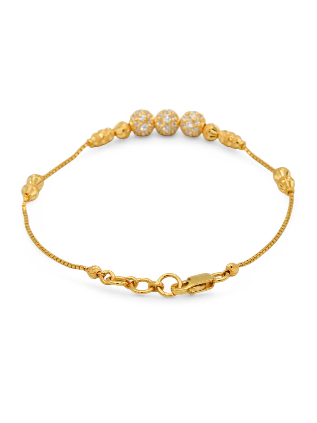 22ct Gold CZ Ball Ladies Bracelet