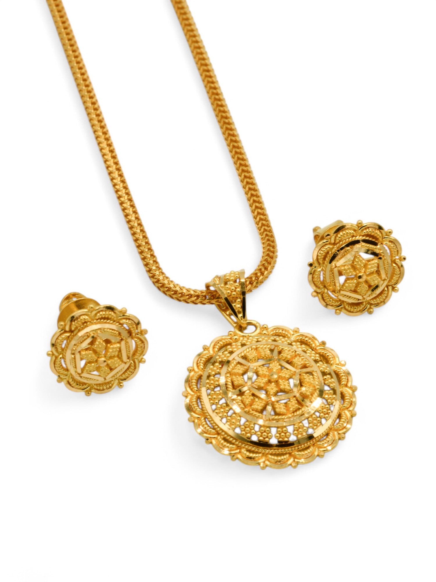 22ct Gold Filigree Pendant Set