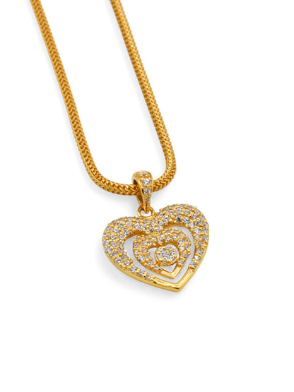 22ct Gold CZ Heart Pendant Set
