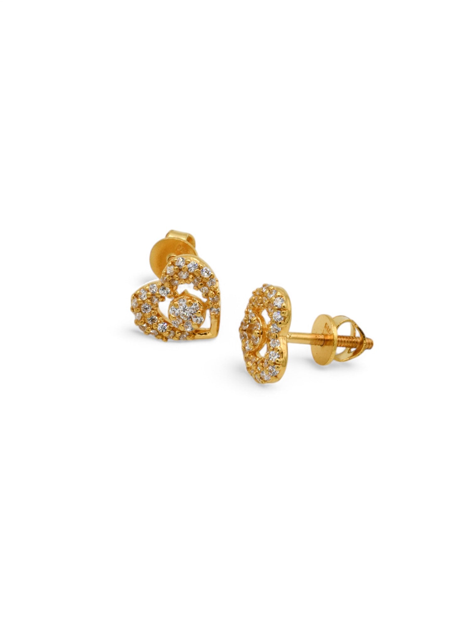 22ct Gold CZ Heart Pendant Set