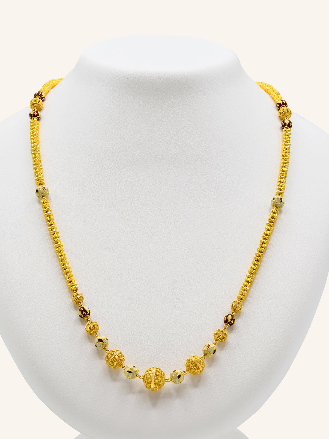 22ct Gold Minakari Ball Fancy Chain 38.28 GMS - Roop Darshan