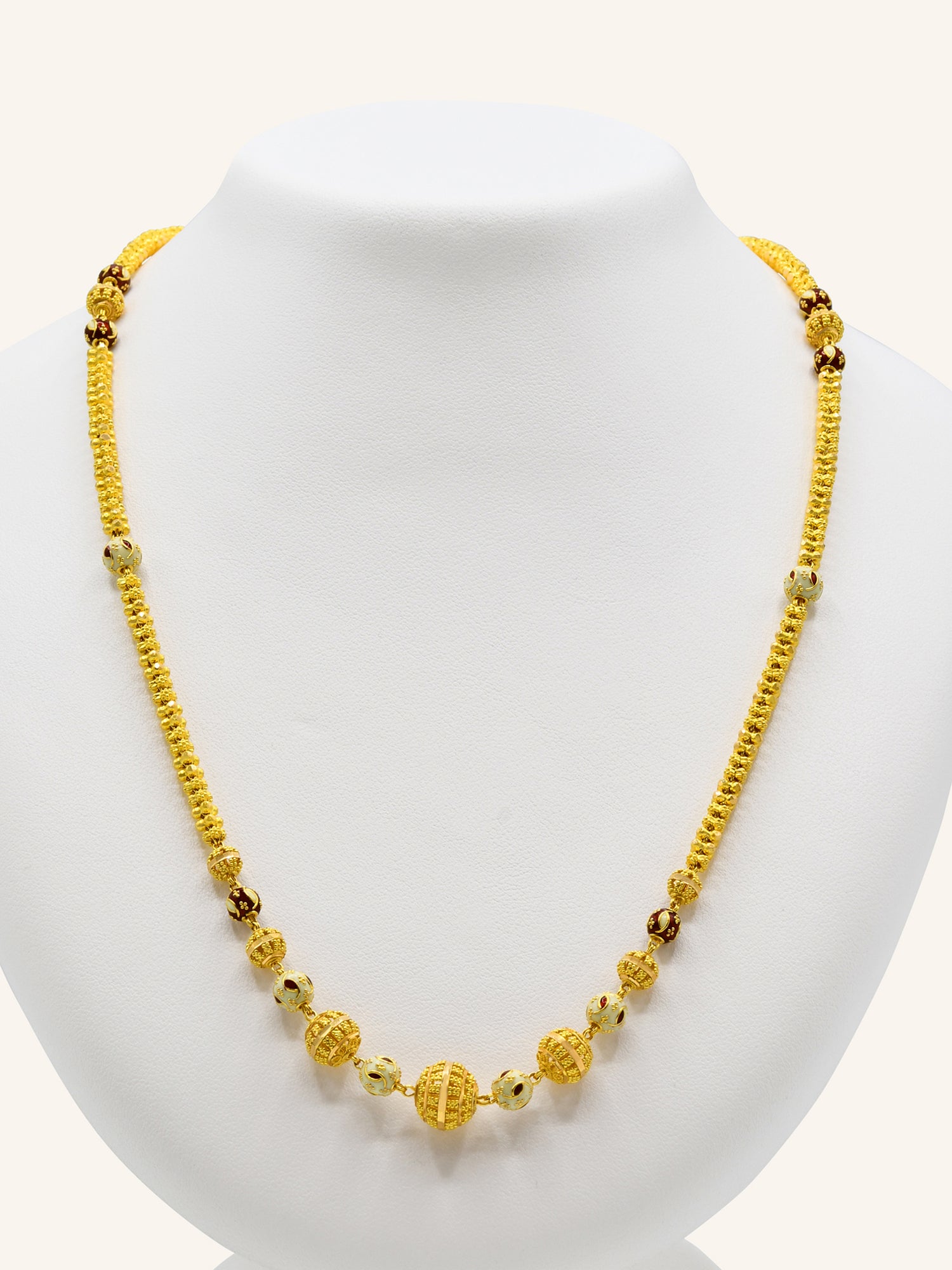 22ct Gold Minakari Ball Fancy Chain 38.28 GMS - Roop Darshan