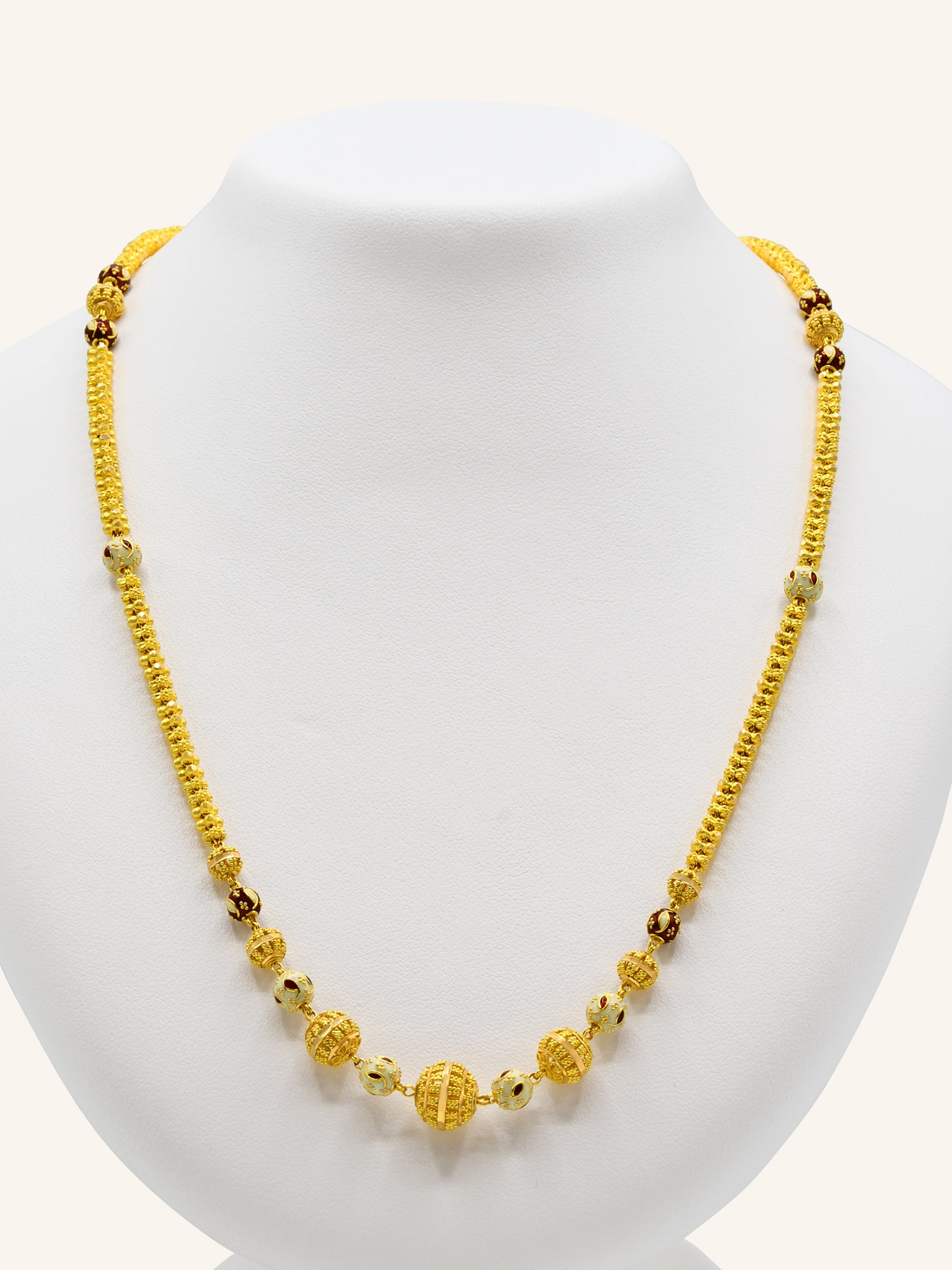 22ct Gold Minakari Ball Fancy Chain 38.28 GMS - Roop Darshan