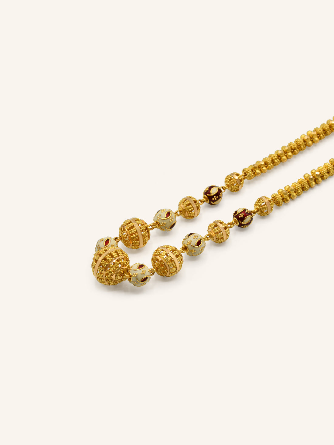 22ct Gold Minakari Ball Fancy Chain 38.28 GMS - Roop Darshan