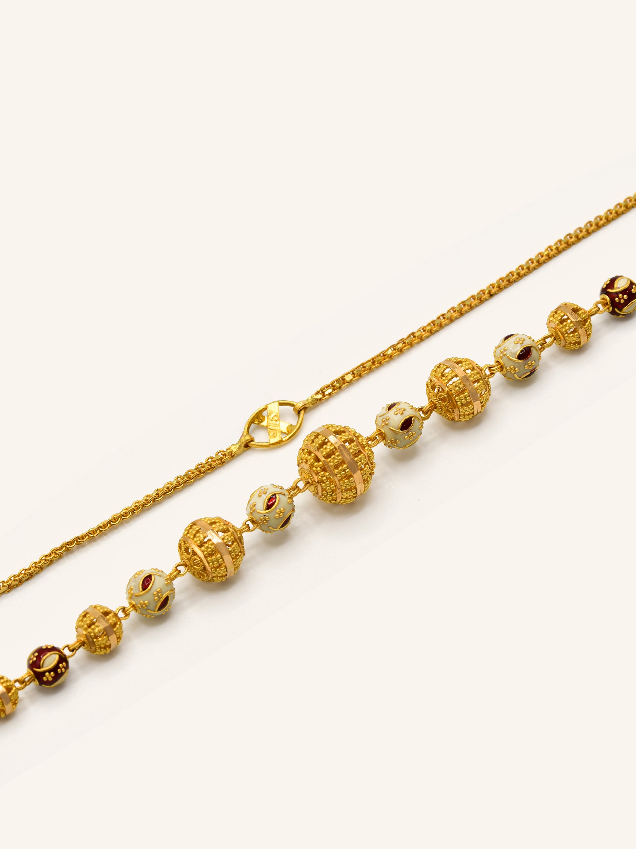 22ct Gold Minakari Ball Fancy Chain 38.28 GMS - Roop Darshan