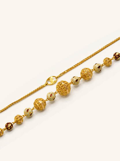 22ct Gold Minakari Ball Fancy Chain 38.28 GMS - Roop Darshan