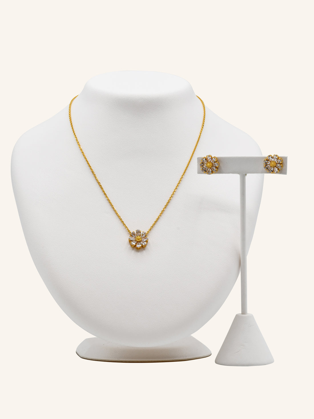 22CT GOLD CZ NECKLACE SET 12.85 GRAMS - Roop Darshan