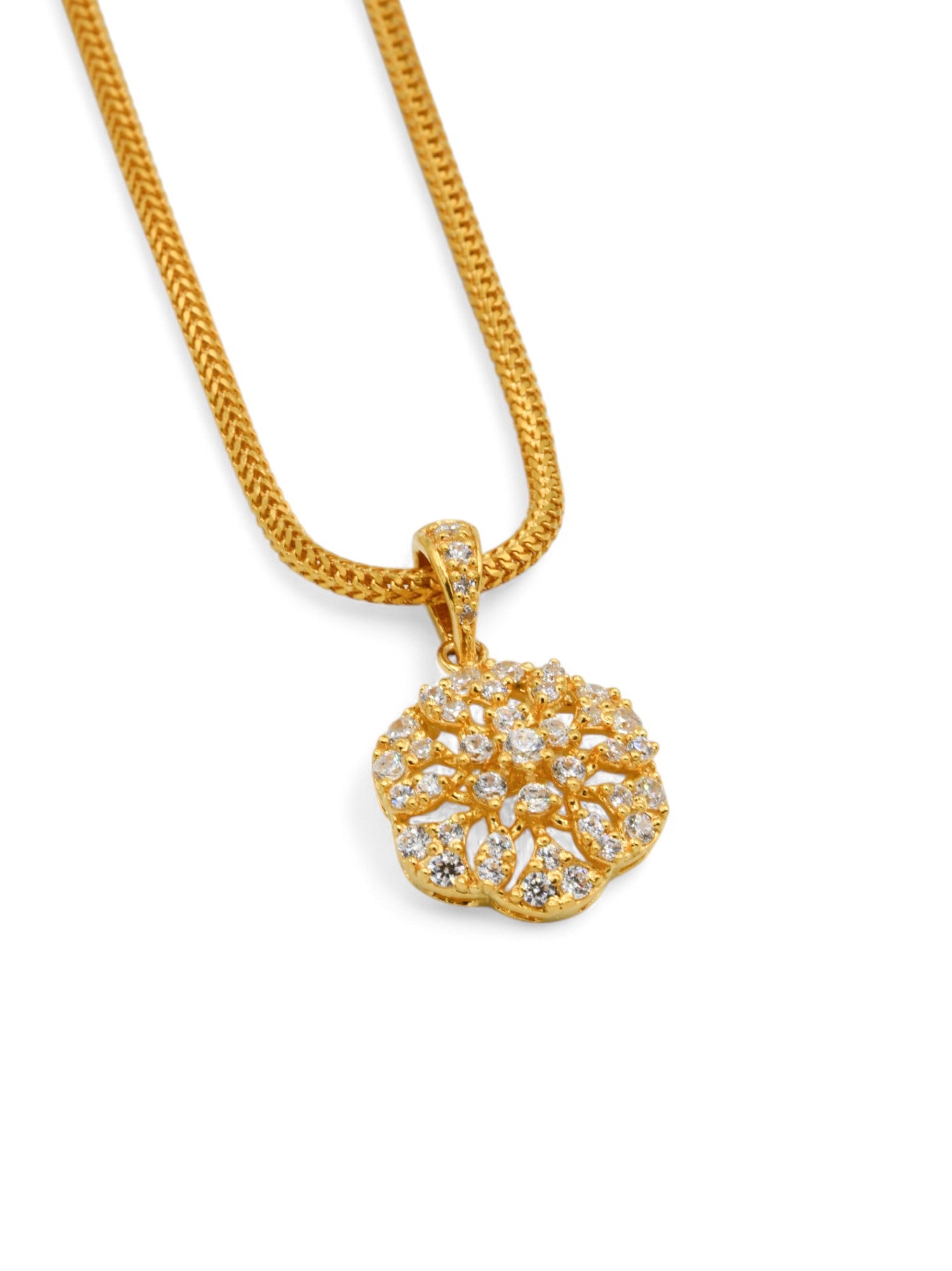 22ct Gold CZ Pendant Set - Roop Darshan