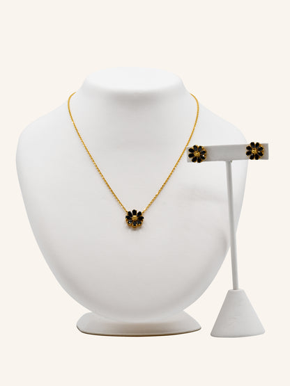 22ct Gold Black CZ Necklace Set 12.40 GMS - Roop Darshan