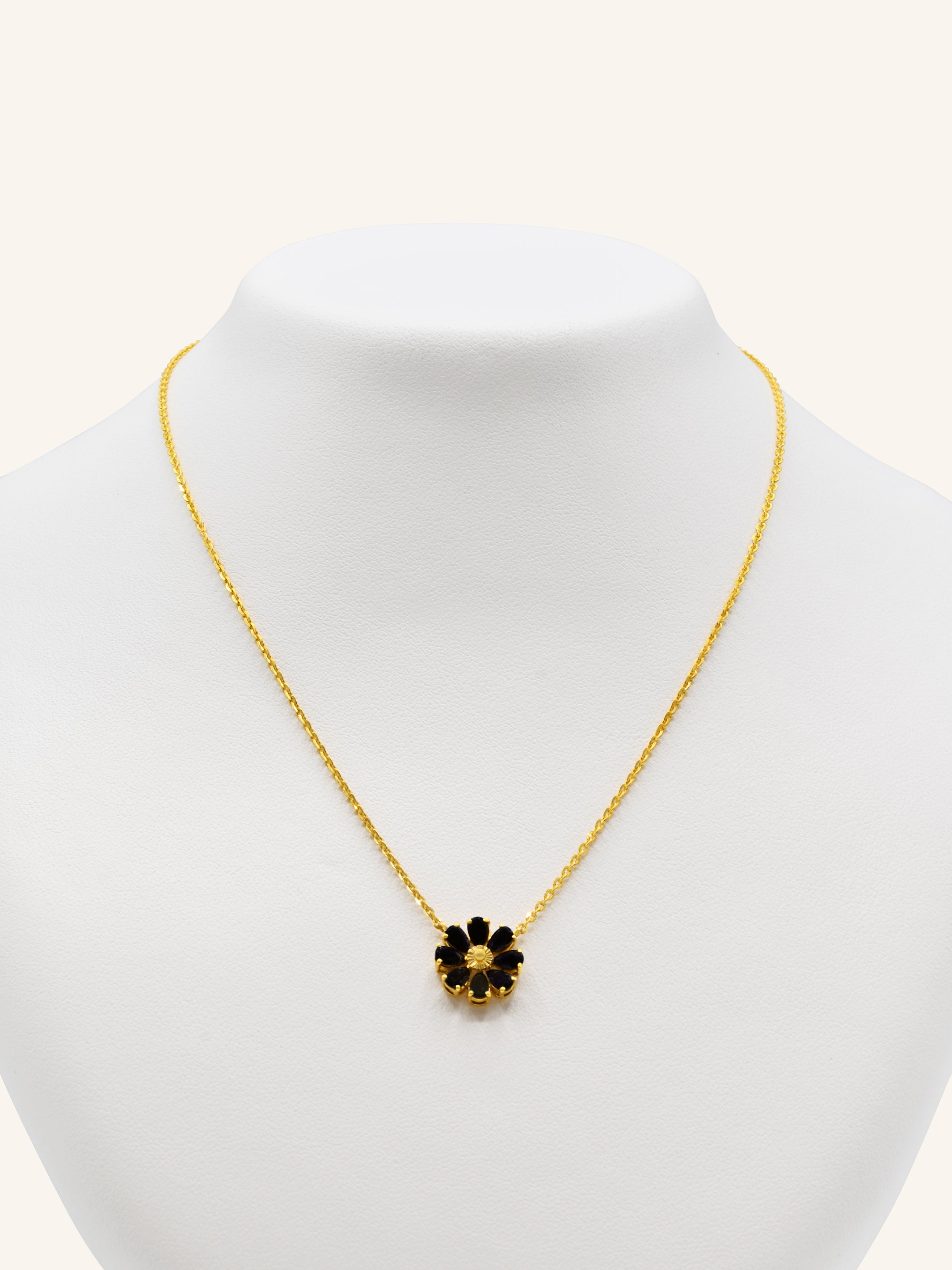 22ct Gold Black CZ Necklace Set 12.40 GMS - Roop Darshan