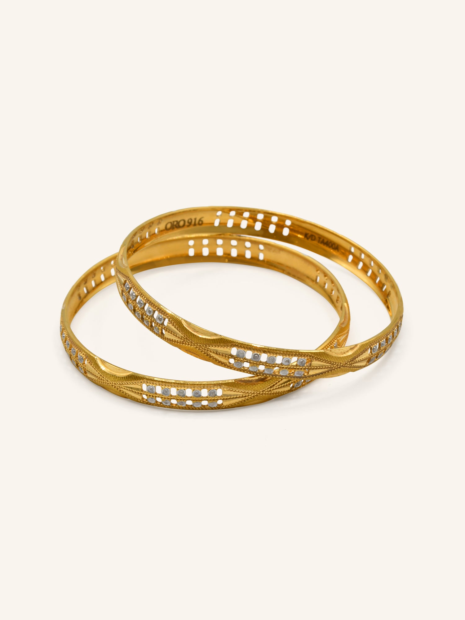 22ct Gold Two Tone Pair Bangle - Roop Darshan