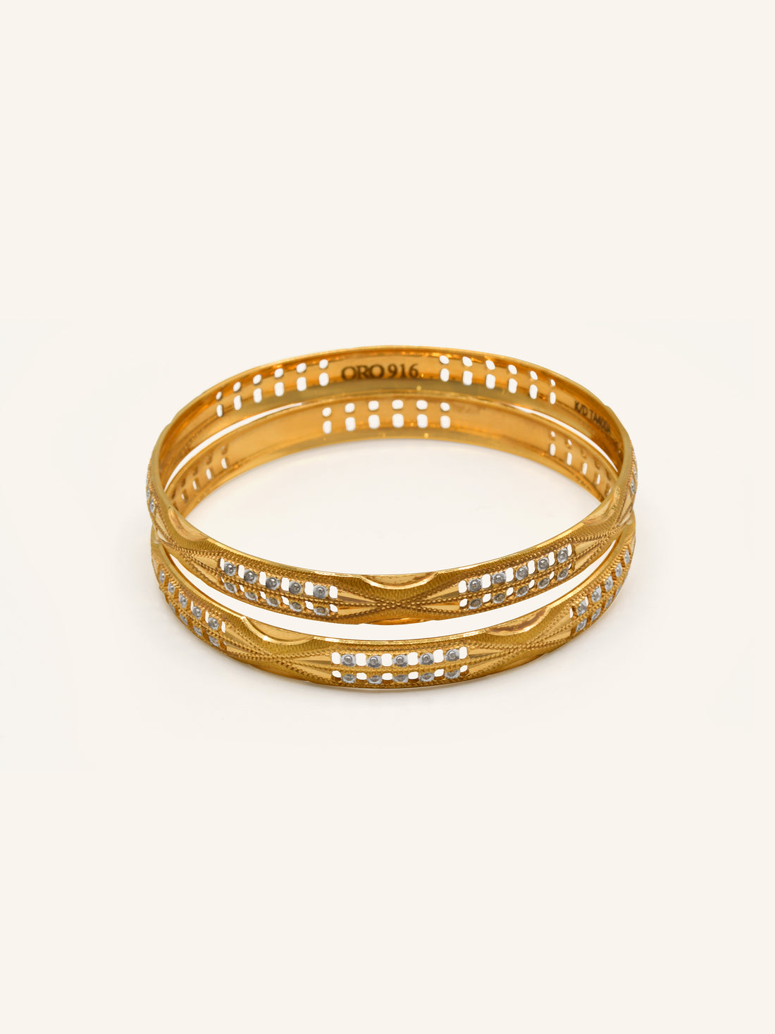 22ct Gold Two Tone Pair Bangle