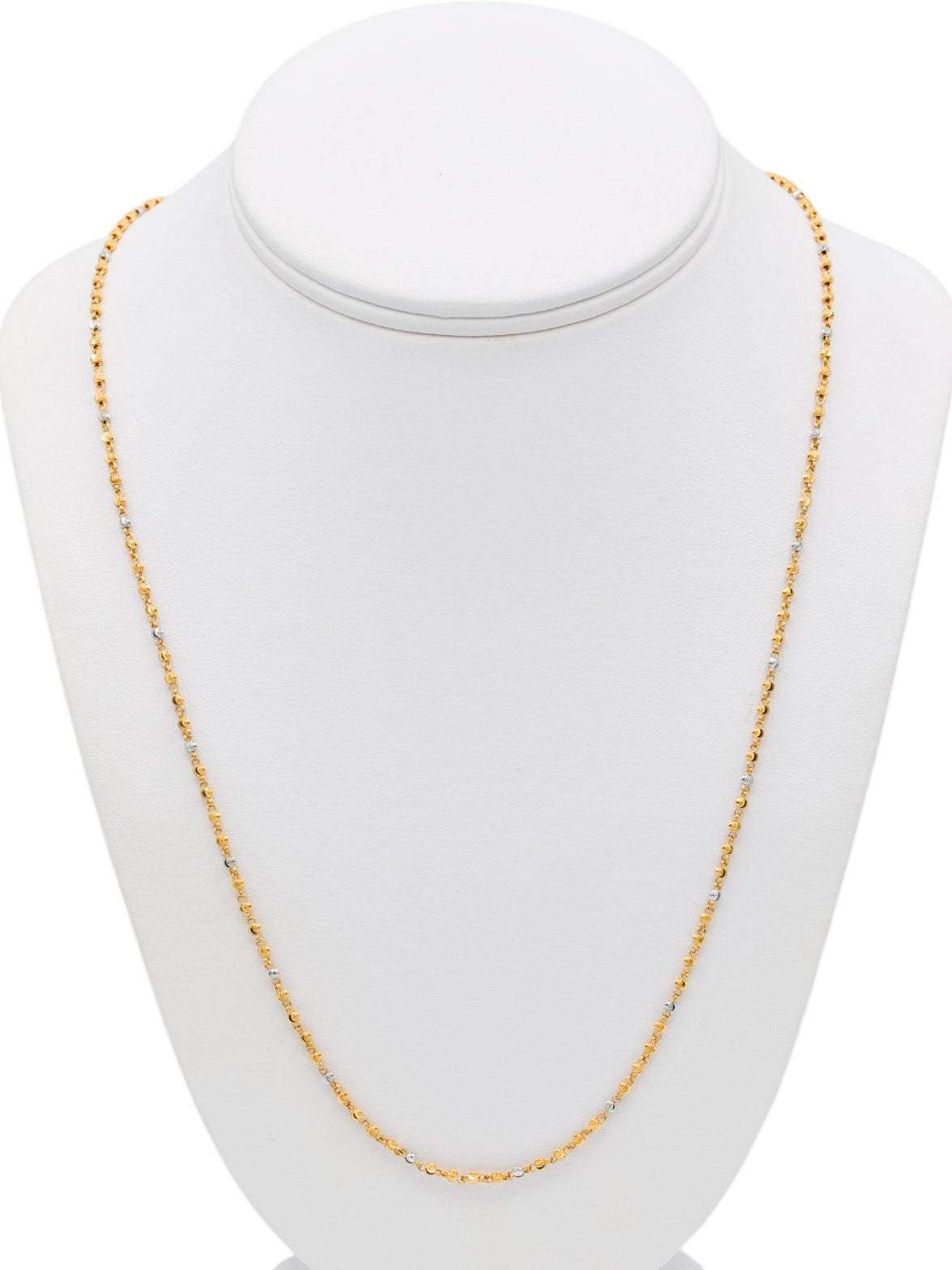 22ct Gold Two Tone Long Ball Chain