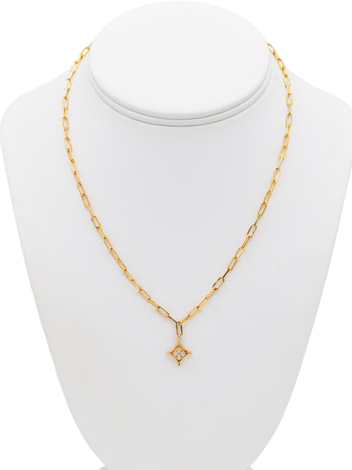 22ct Gold CZ Paperclip Chain