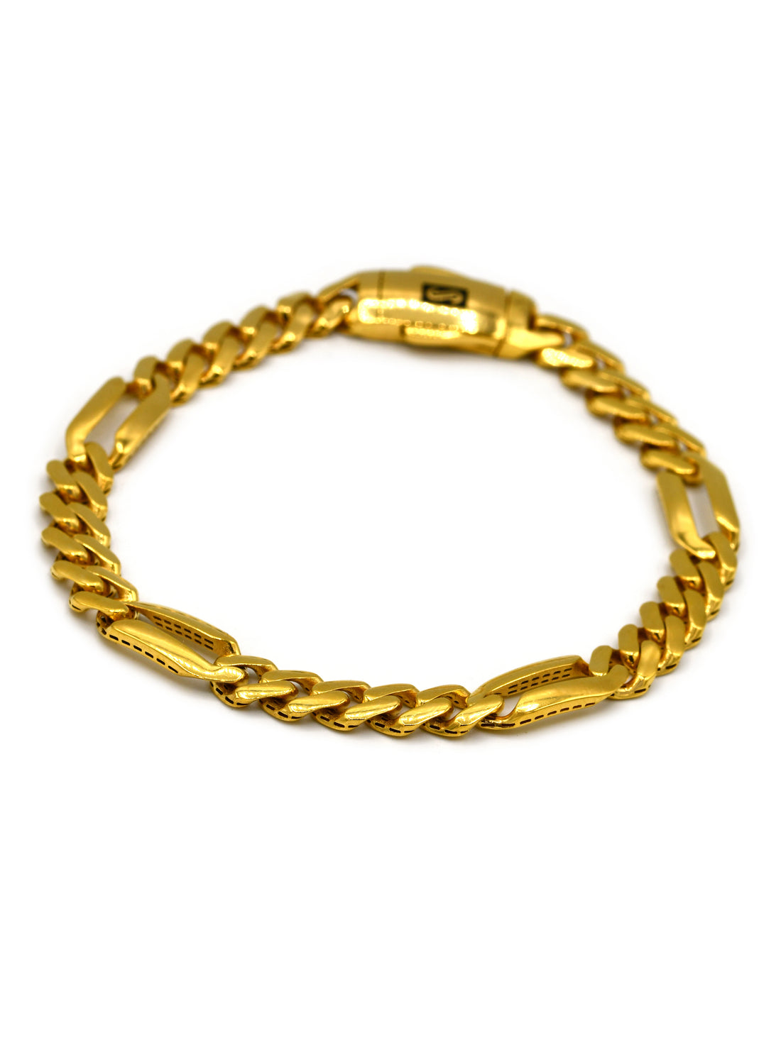 22ct Gold Hollow Figaro Monaco Bracelet