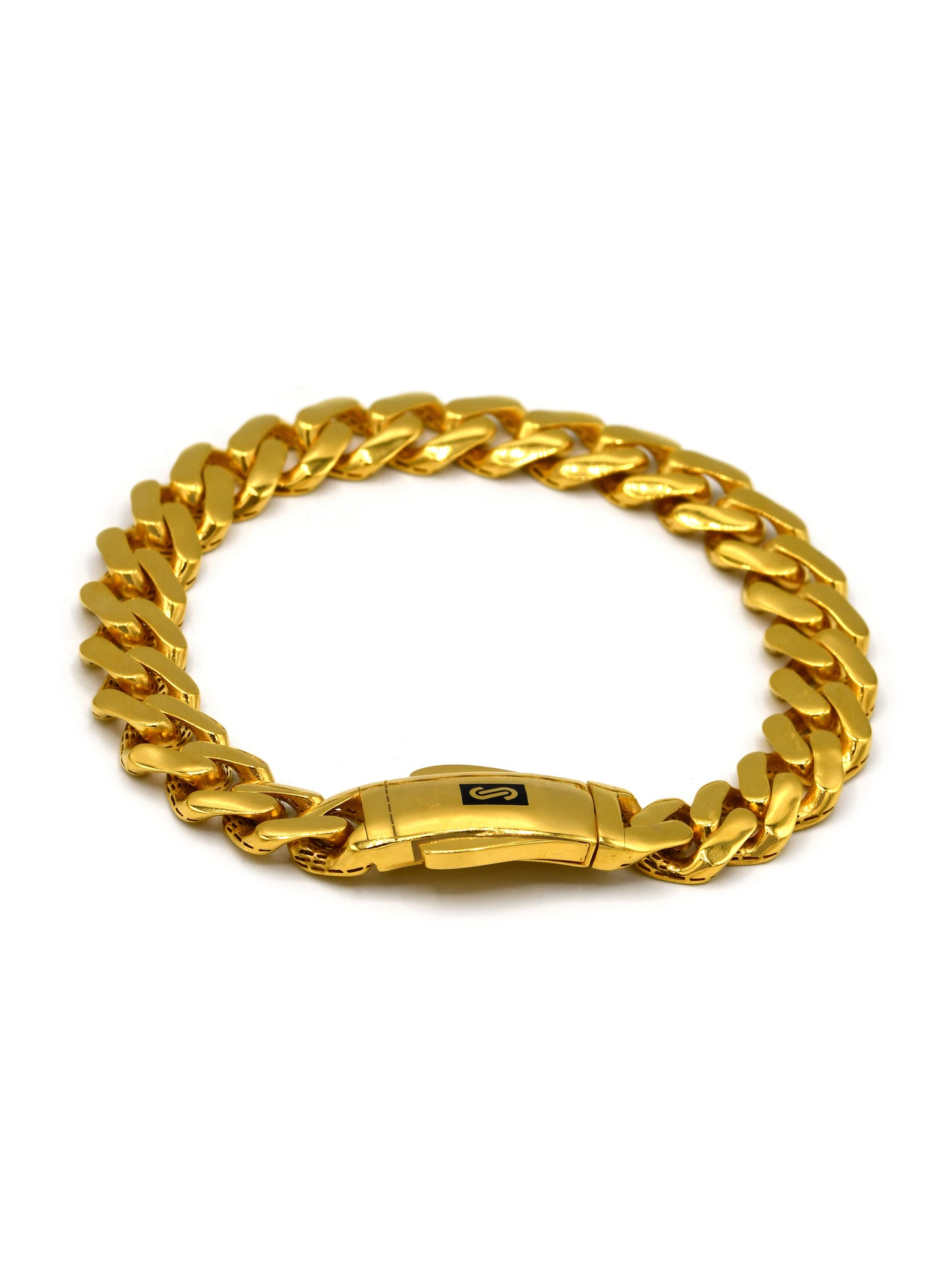 22ct Gold Hollow Curb Monaco Bracelet