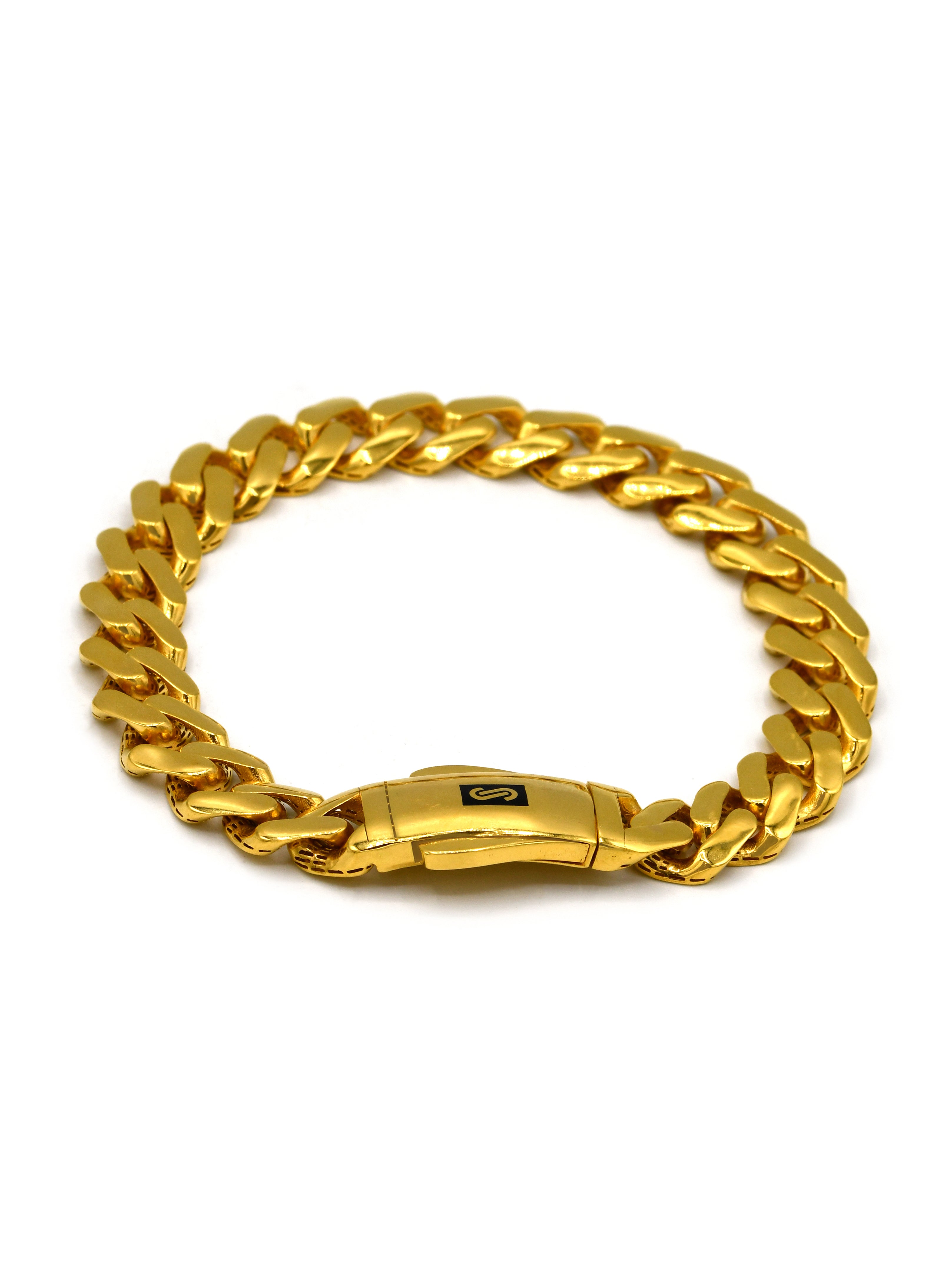 22ct Gold Hollow Curb Monaco Bracelet