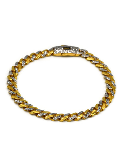 22ct Gold Two Tone Curb Monaco Bracelet
