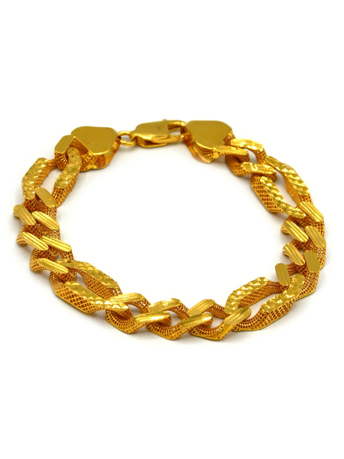 22ct Gold Hollow Figaro Mens Bracelet