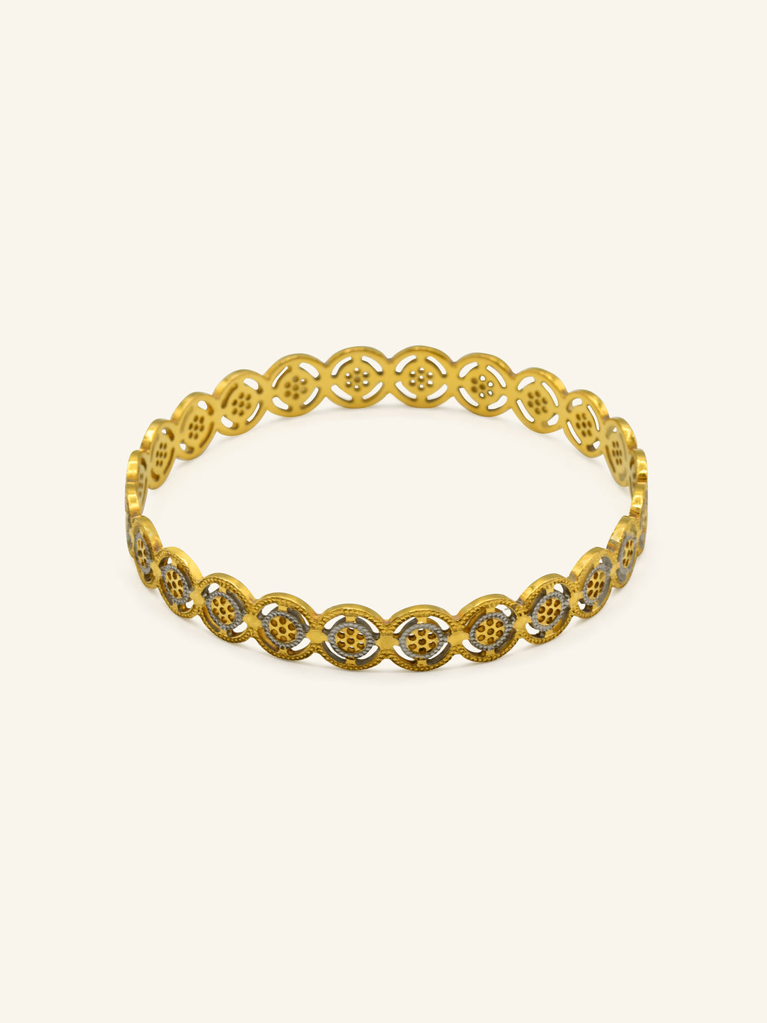 22ct Gold Two Tone 1 Piece Bangle - Roop Darshan