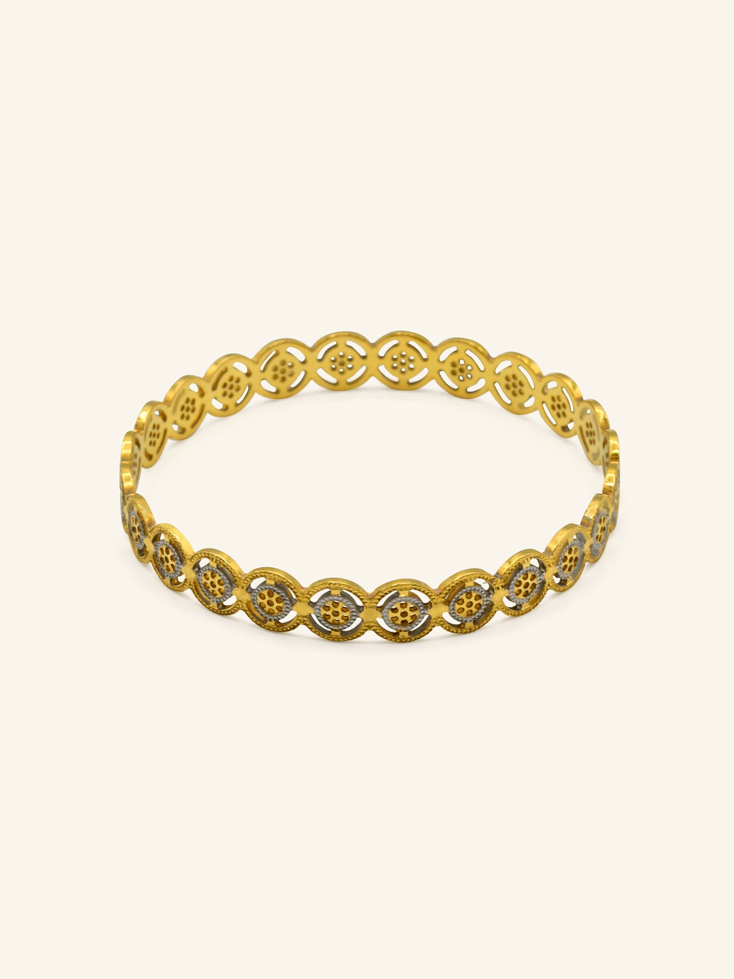 22ct Gold Two Tone 1 Piece Bangle - Roop Darshan