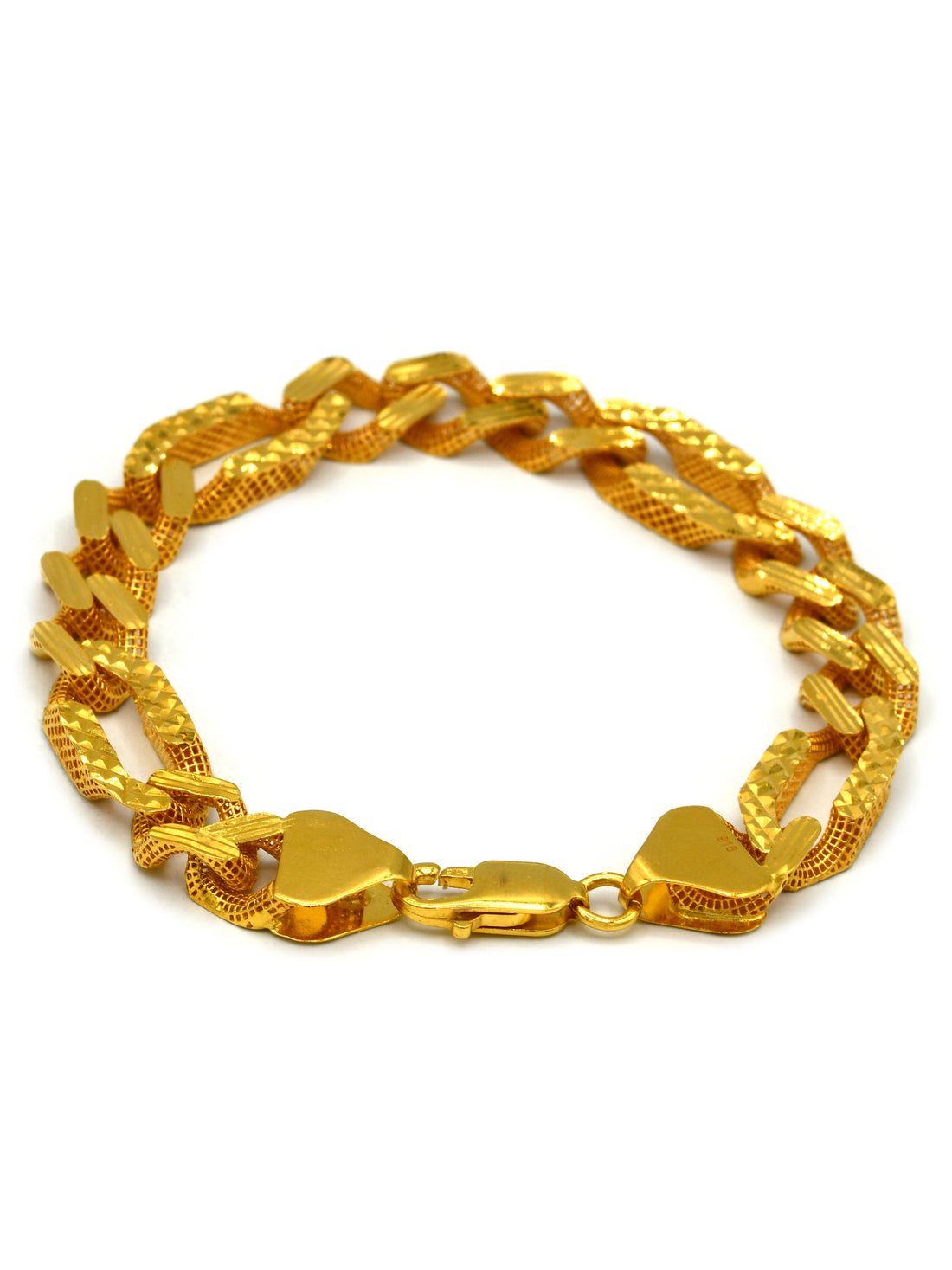 22ct Gold Hollow Figaro Mens Bracelet