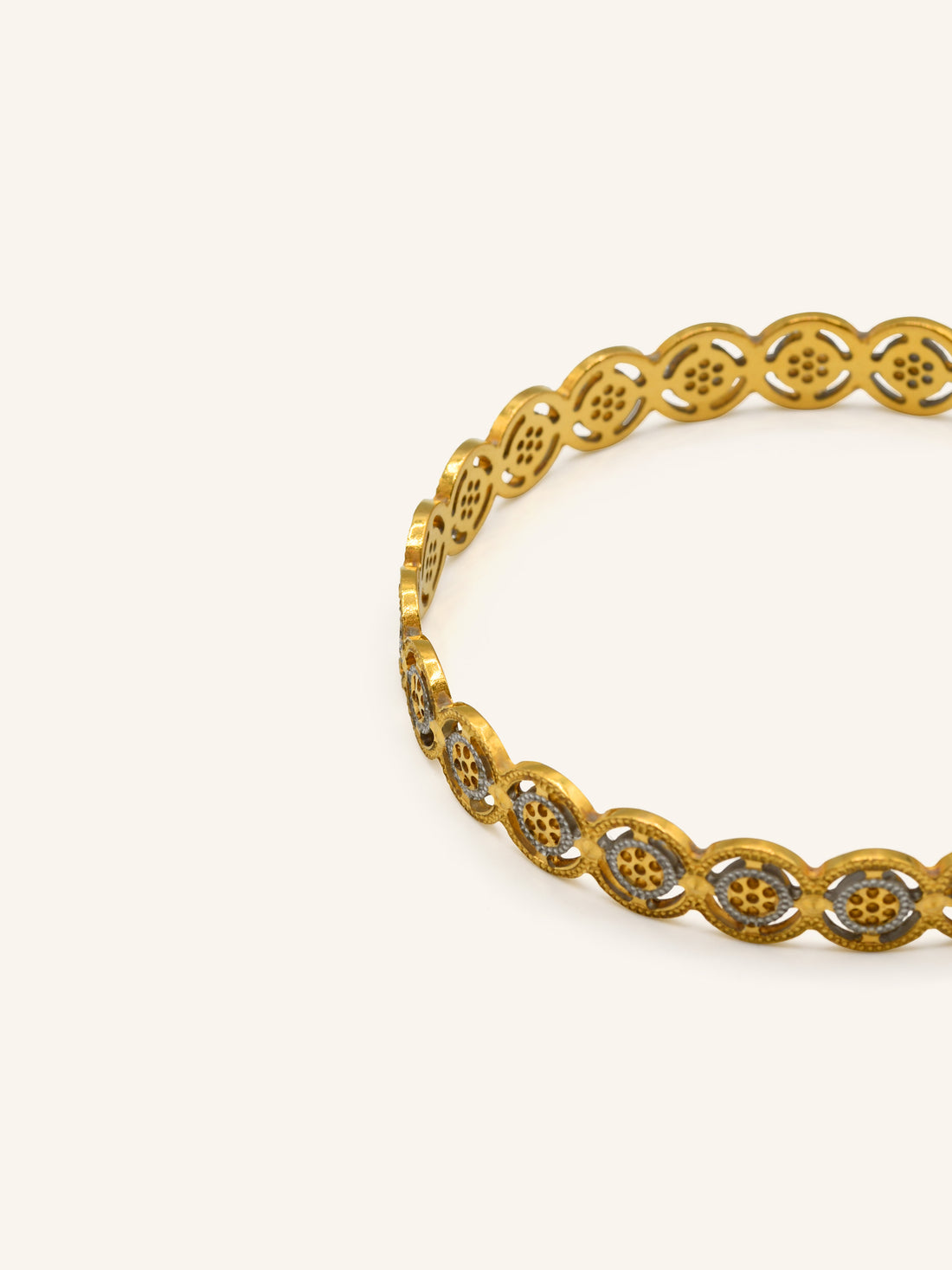 22ct Gold Two Tone 1 Piece Bangle - Roop Darshan