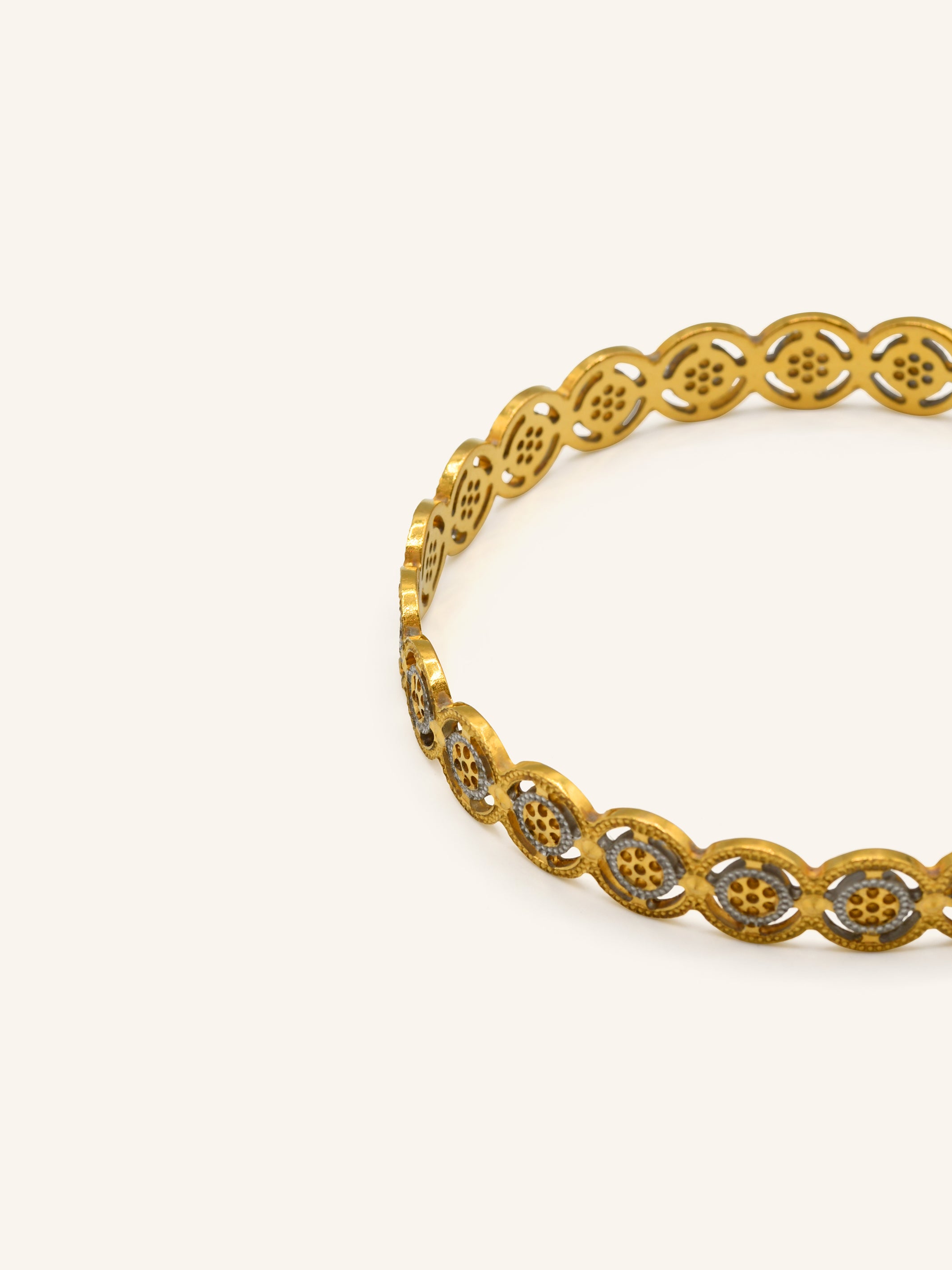 22ct Gold Two Tone 1 Piece Bangle - Roop Darshan