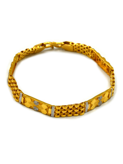 22ct Gold Two Tone Mens Bracelet - Roop Darshan