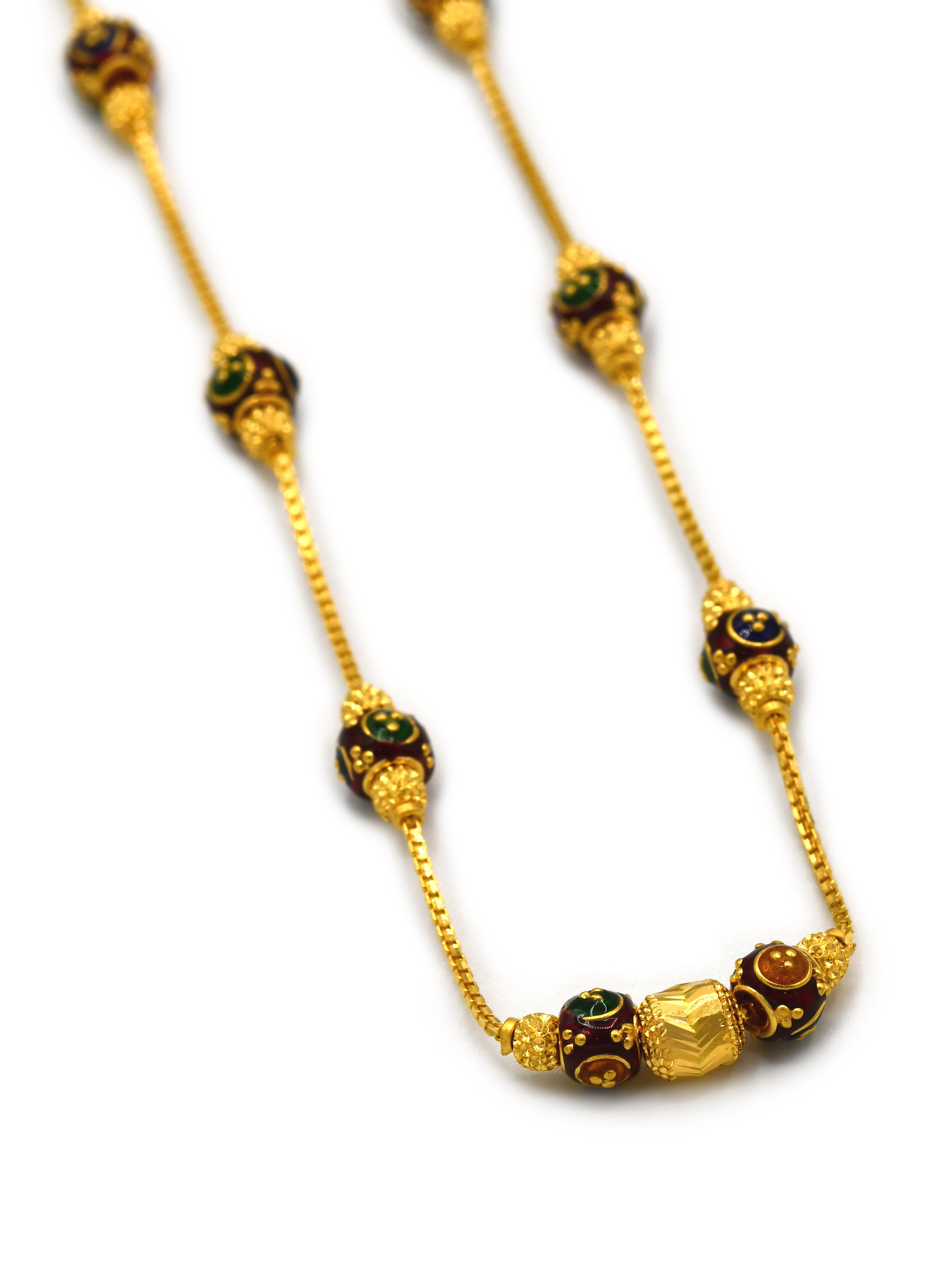 22ct Gold Minakari Ball Fancy Chain