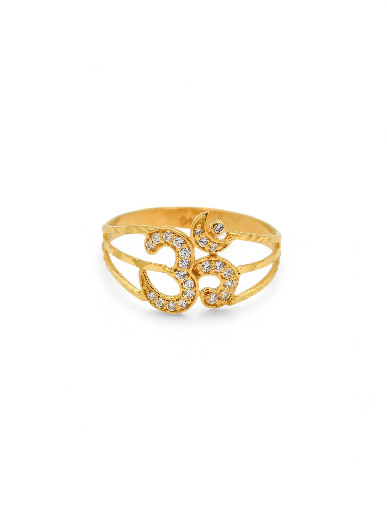 22ct Gold CZ Om Ladies Ring