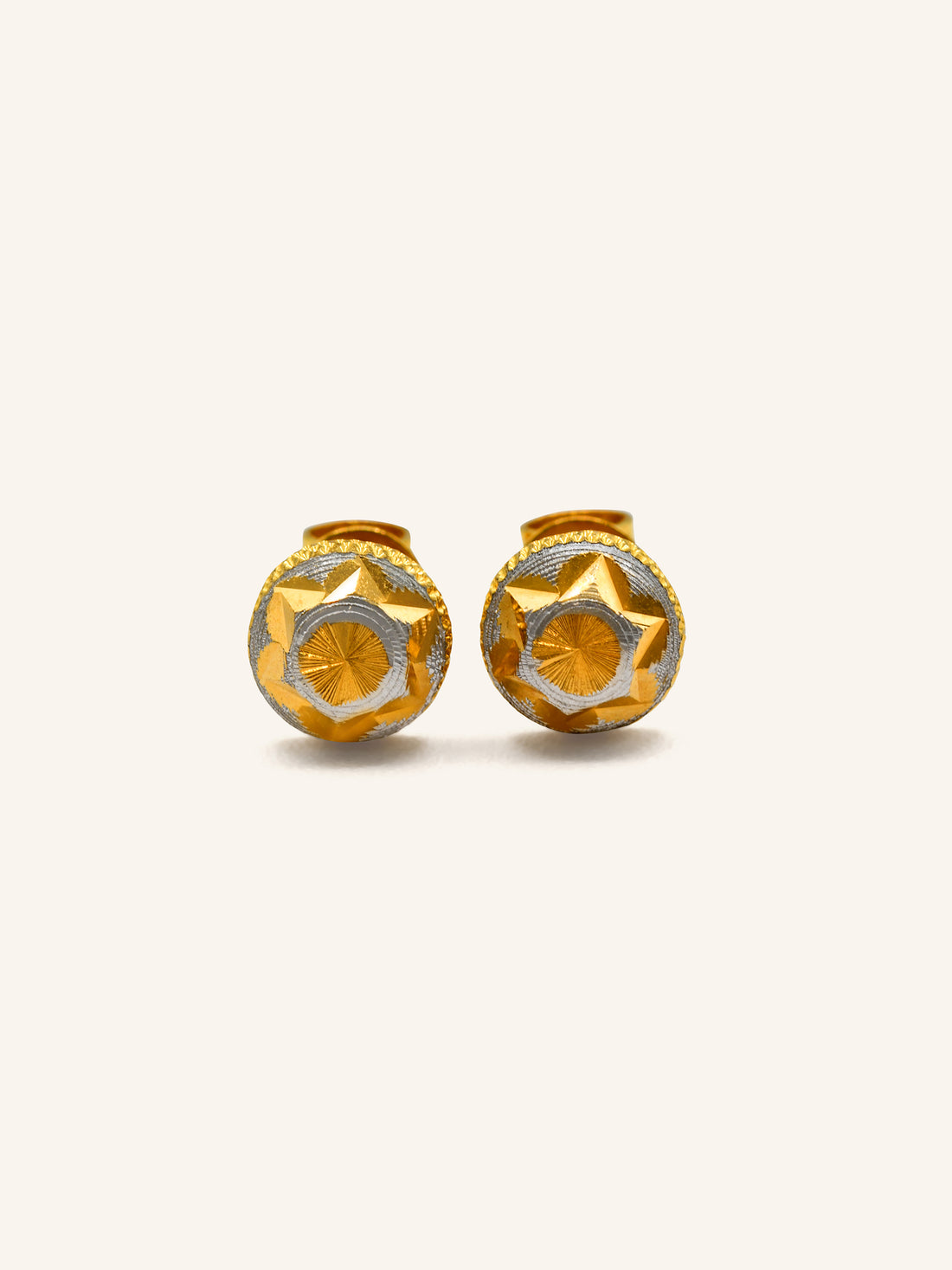22ct Gold Two Tone Ball Stud Earrings